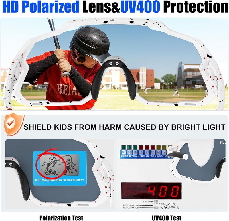 Xtiger Kids Sunglasses Polarized Youth Baseball Sunglasses for 8-14 boys girls UV400 Sports Softball Cycling Glasses - Image 4